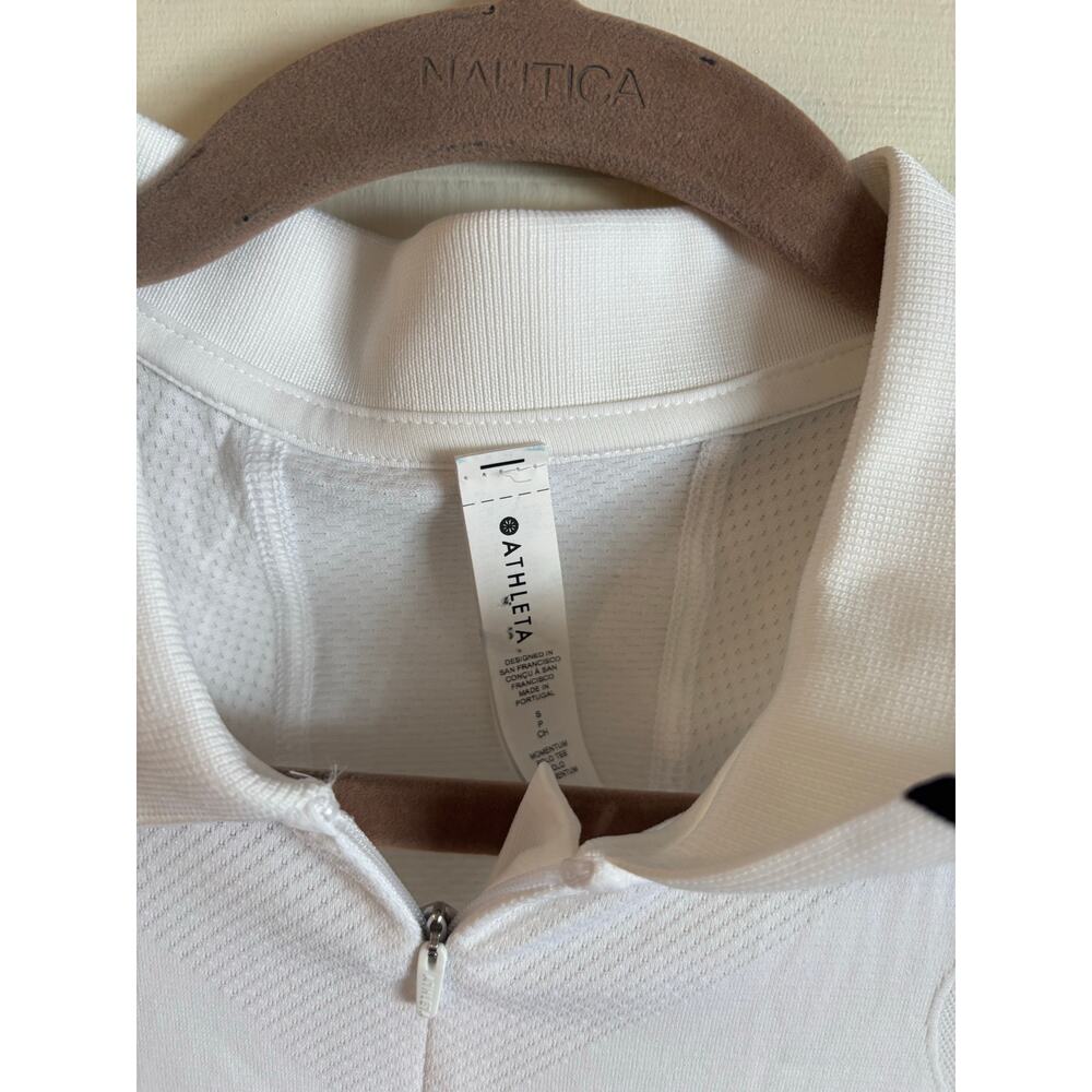 NWT Athleta Momentum Polo Tee White Seamless Top Small Golf Tennis Shirt - Picture 6 of 6